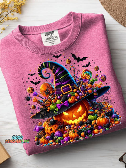 Halloween Pumpkin and Candy Decorative Pattern Casual Sweatshirt
