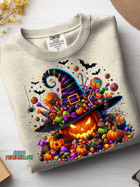Halloween Pumpkin and Candy Decorative Pattern Casual Sweatshirt