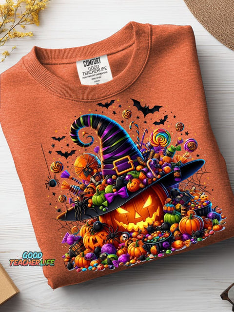 Halloween Pumpkin and Candy Decorative Pattern Casual Sweatshirt