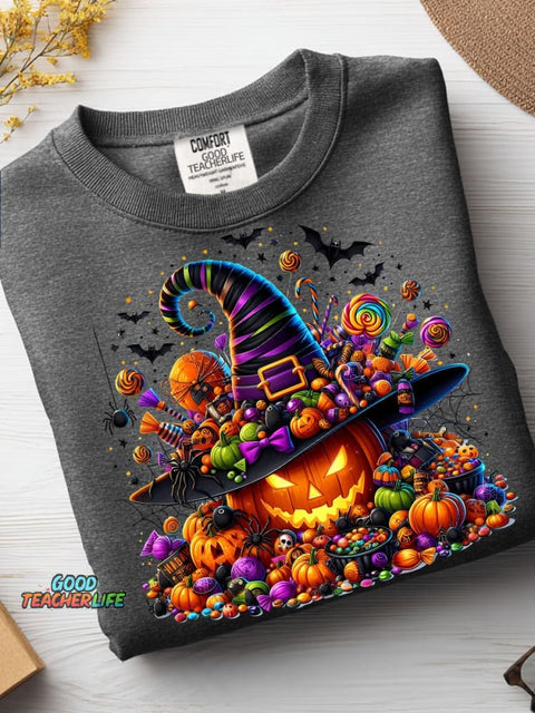 Halloween Pumpkin and Candy Decorative Pattern Casual Sweatshirt