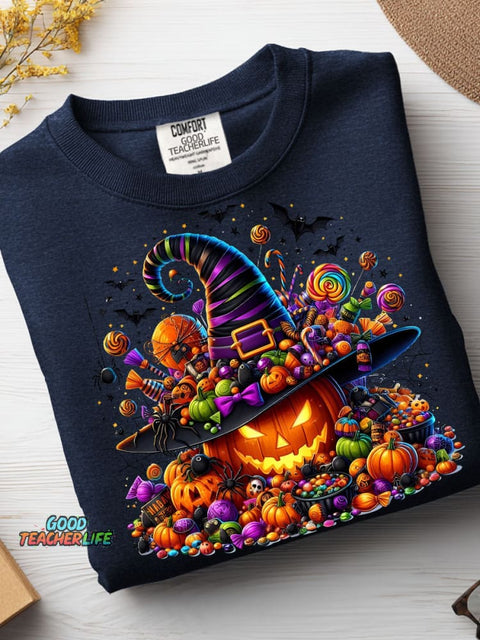 Halloween Pumpkin and Candy Decorative Pattern Casual Sweatshirt
