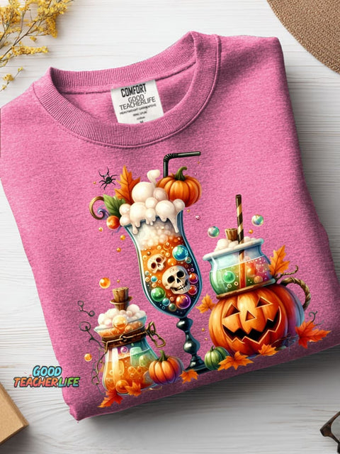Halloween Drink Decoration Pattern Casual Sweatshirt
