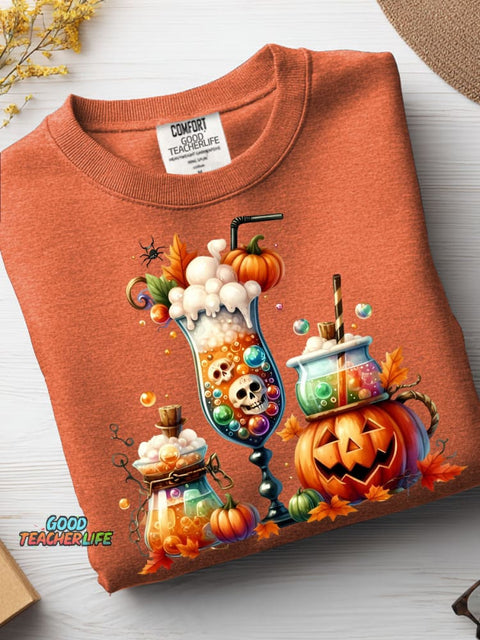 Halloween Drink Decoration Pattern Casual Sweatshirt