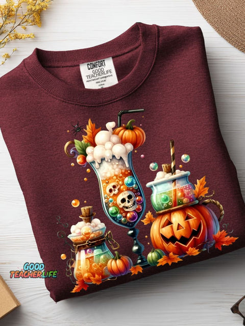 Halloween Drink Decoration Pattern Casual Sweatshirt