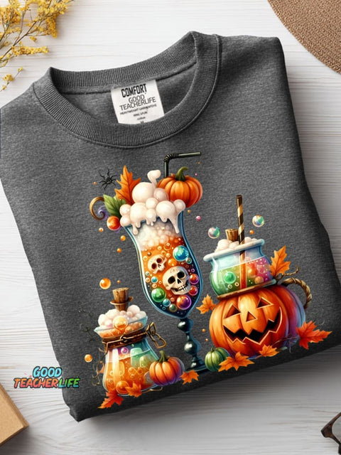 Halloween Drink Decoration Pattern Casual Sweatshirt