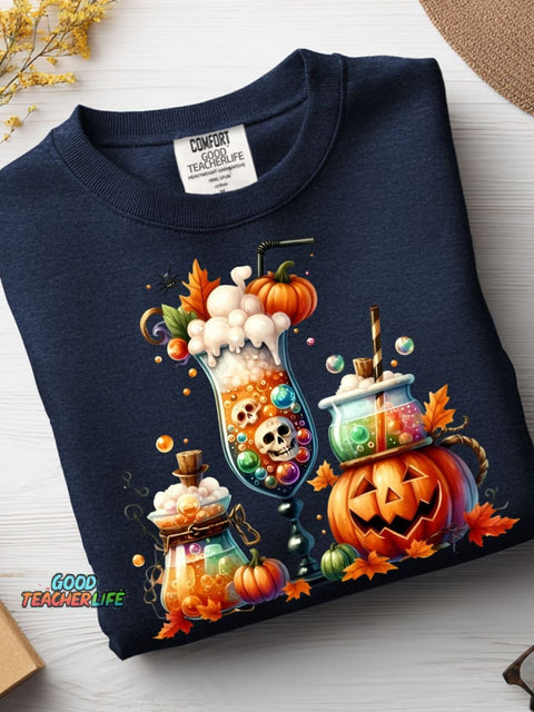 Halloween Drink Decoration Pattern Casual Sweatshirt