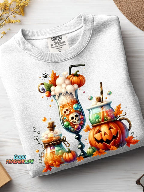 Halloween Drink Decoration Pattern Casual Sweatshirt