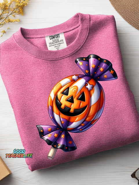 Halloween Candy Decoration Pattern Casual Sweatshirt