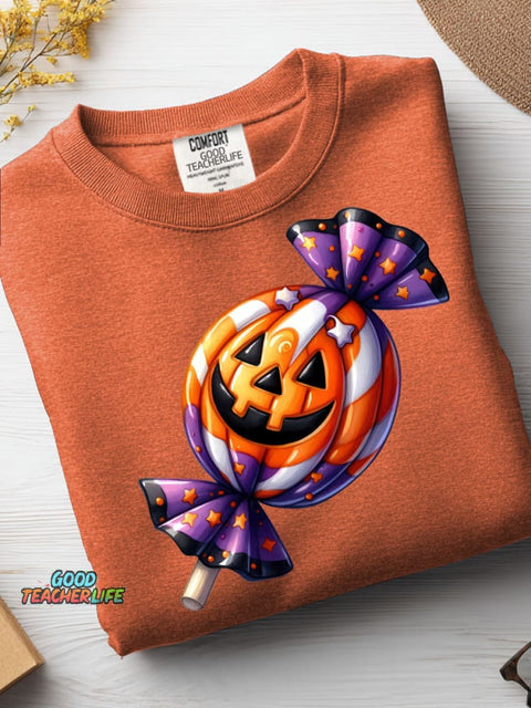 Halloween Candy Decoration Pattern Casual Sweatshirt