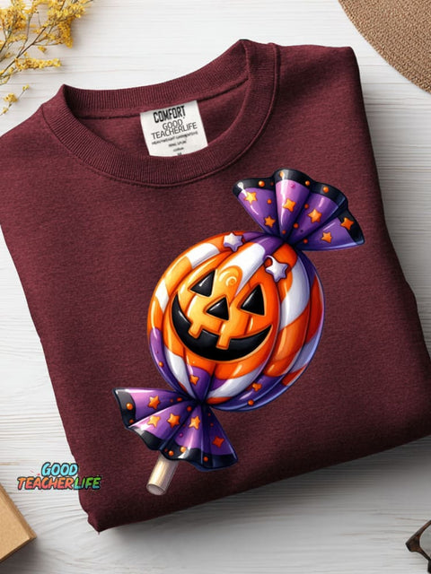 Halloween Candy Decoration Pattern Casual Sweatshirt