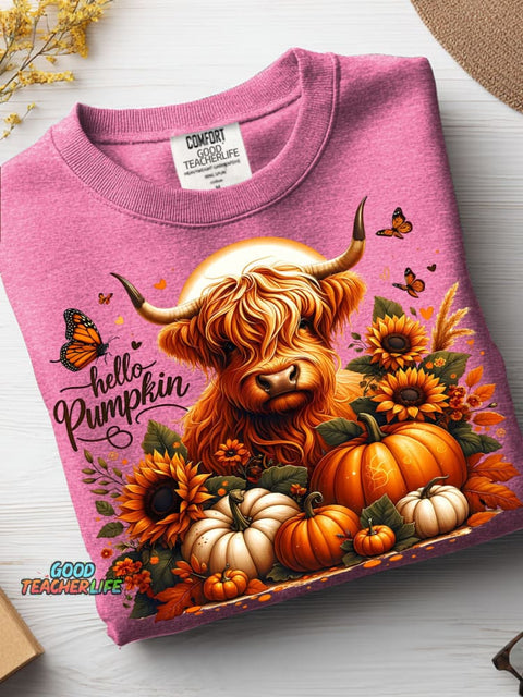 Cow and Hello Pumpkin Casual Sweatshirt