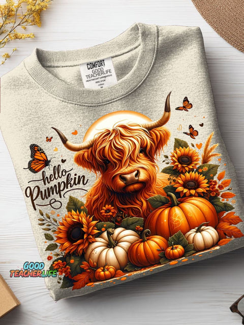 Cow and Hello Pumpkin Casual Sweatshirt