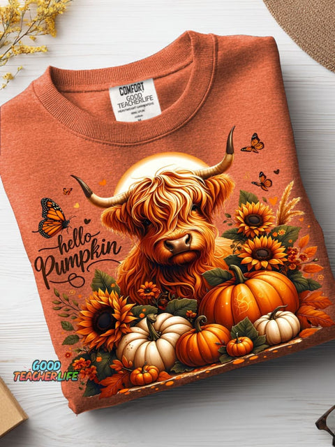 Cow and Hello Pumpkin Casual Sweatshirt