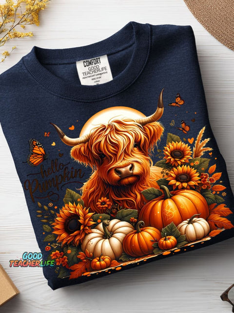 Cow and Hello Pumpkin Casual Sweatshirt
