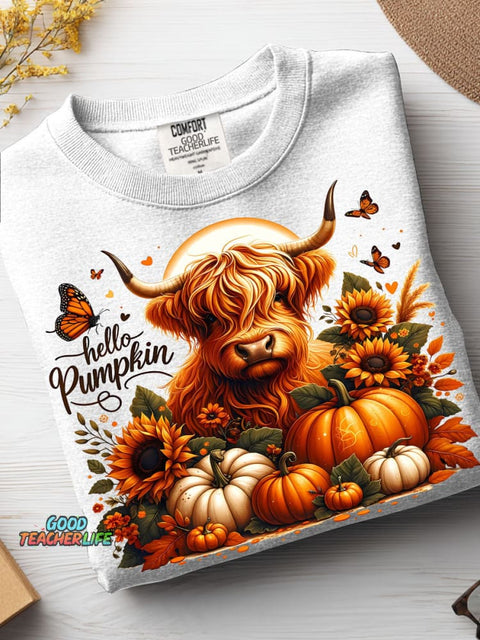 Cow and Hello Pumpkin Casual Sweatshirt