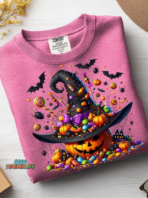 Halloween Pumpkin and Candy Decorative Pattern Vibes Casual Sweatshirt