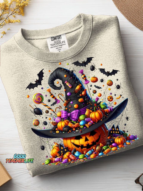 Halloween Pumpkin and Candy Decorative Pattern Vibes Casual Sweatshirt