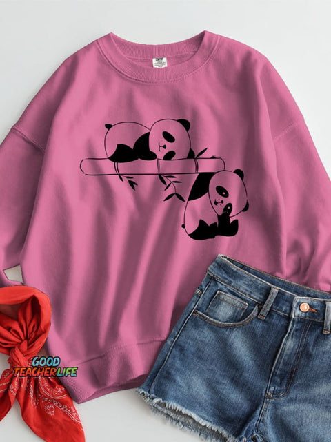 Cute Panda Decorative Pattern Casual Sweatshirt