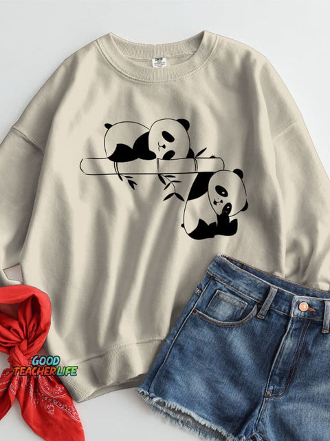 Cute Panda Decorative Pattern Casual Sweatshirt