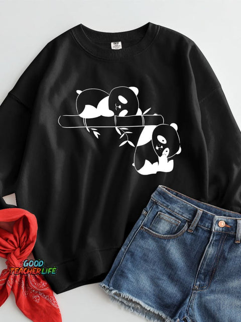 Cute Panda Decorative Pattern Casual Sweatshirt
