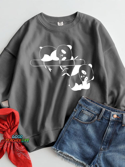 Cute Panda Decorative Pattern Casual Sweatshirt