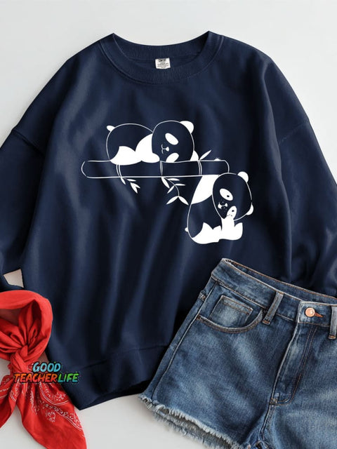Cute Panda Decorative Pattern Casual Sweatshirt