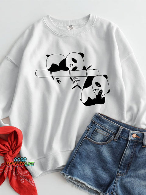 Cute Panda Decorative Pattern Casual Sweatshirt