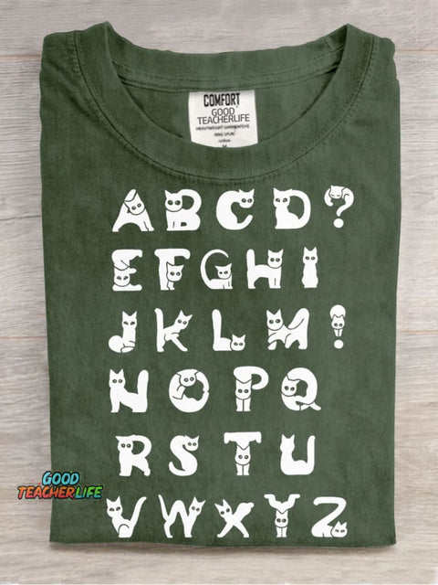 Cat Alphabet Decorative Pattern T-shirt