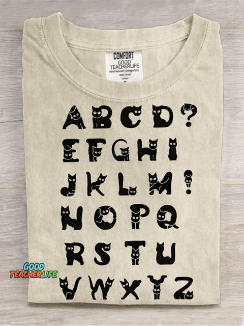 Cat Alphabet Decorative Pattern T-shirt
