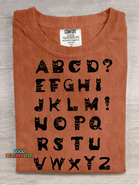 Cat Alphabet Decorative Pattern T-shirt