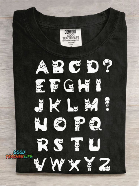 Cat Alphabet Decorative Pattern T-shirt