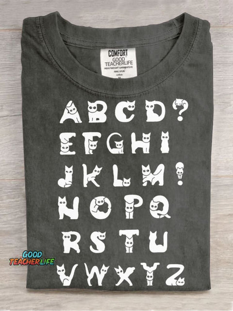 Cat Alphabet Decorative Pattern T-shirt