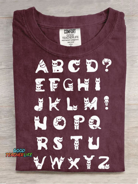 Cat Alphabet Decorative Pattern T-shirt