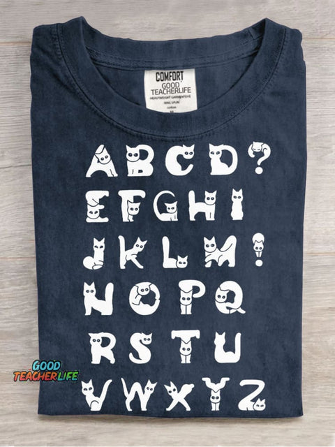 Cat Alphabet Decorative Pattern T-shirt