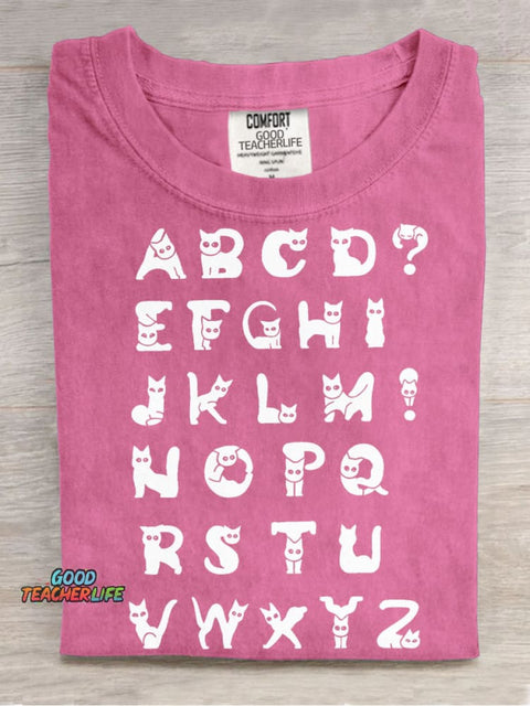 Cat Alphabet Decorative Pattern T-shirt
