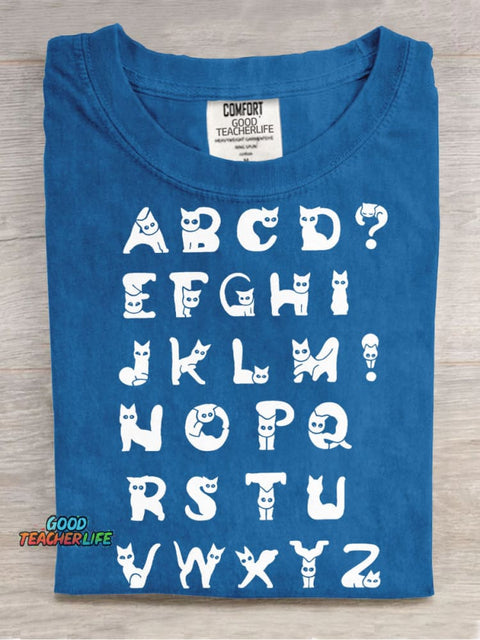 Cat Alphabet Decorative Pattern T-shirt