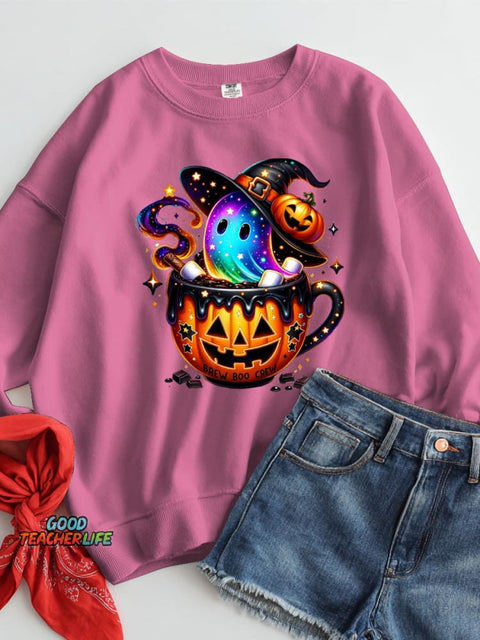 Halloween Ghost Drink Decoration Pattern Casual Sweatshirt