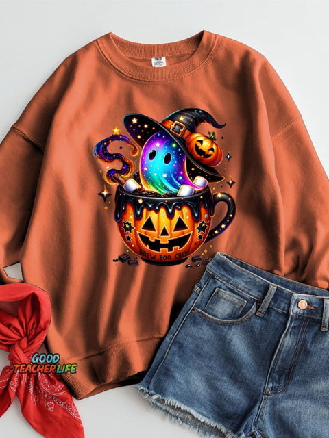 Halloween Ghost Drink Decoration Pattern Casual Sweatshirt