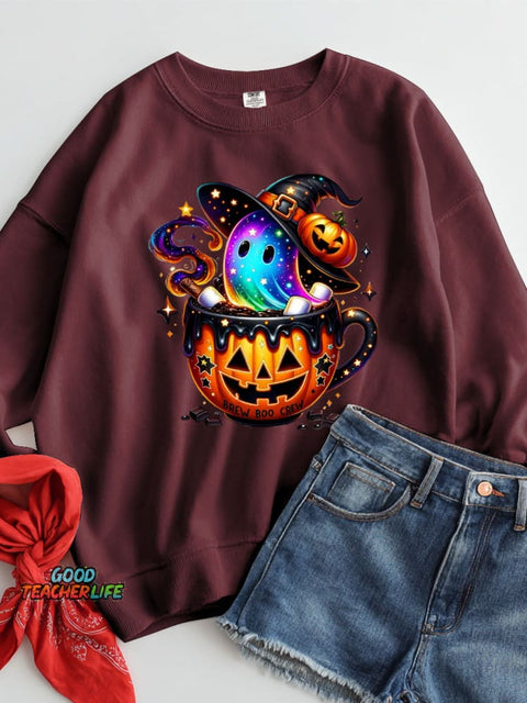 Halloween Ghost Drink Decoration Pattern Casual Sweatshirt