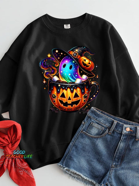 Halloween Ghost Drink Decoration Pattern Casual Sweatshirt