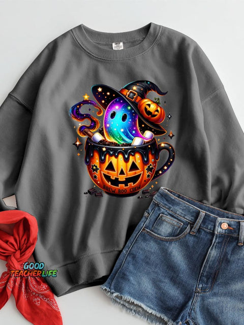 Halloween Ghost Drink Decoration Pattern Casual Sweatshirt