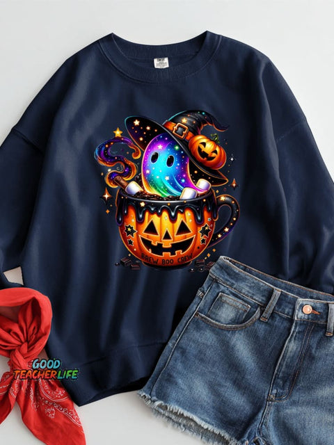 Halloween Ghost Drink Decoration Pattern Casual Sweatshirt