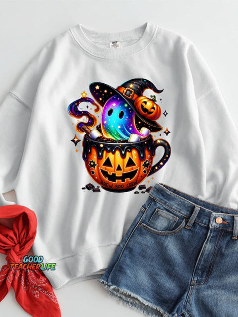 Halloween Ghost Drink Decoration Pattern Casual Sweatshirt