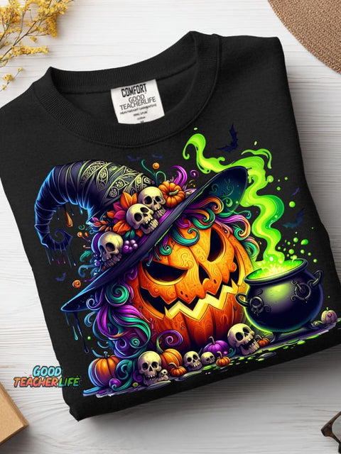 Halloween Evil Pumpkin Decoration Pattern Casual Sweatshirt