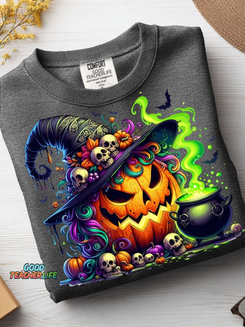 Halloween Evil Pumpkin Decoration Pattern Casual Sweatshirt