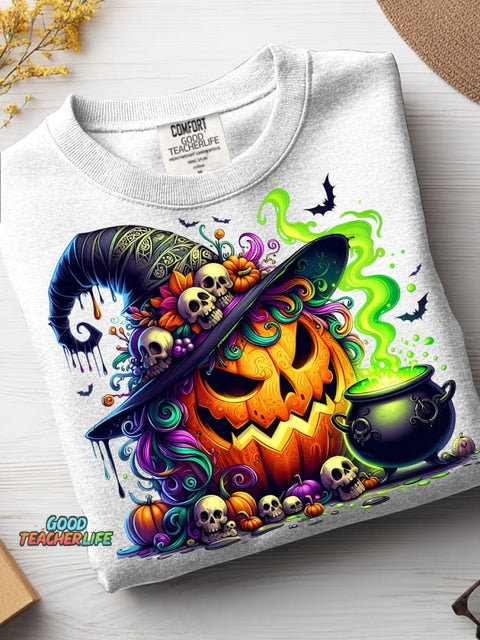 Halloween Evil Pumpkin Decoration Pattern Casual Sweatshirt