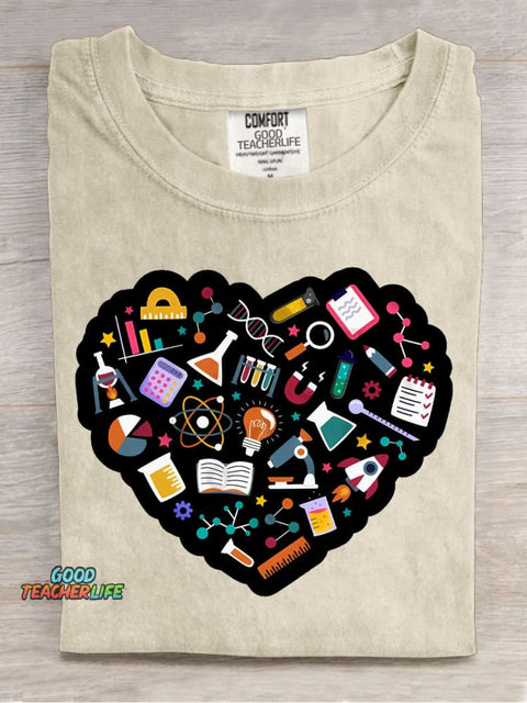 Love Science Decorative Pattern T-shirt