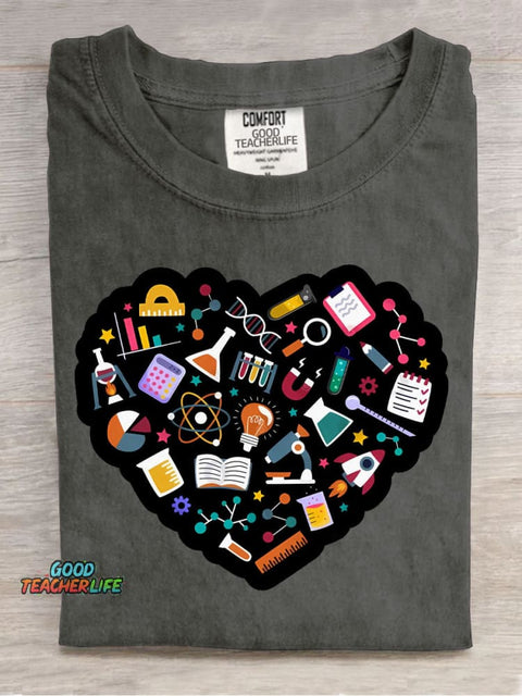 Love Science Decorative Pattern T-shirt