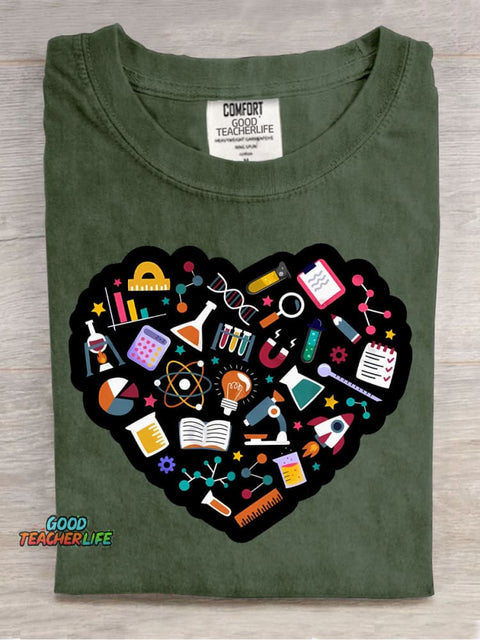 Love Science Decorative Pattern T-shirt