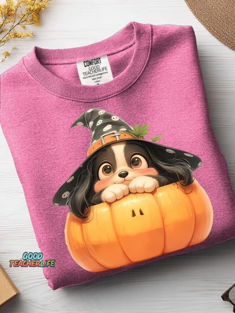 Halloween Pumpkin Dog Decoration Pattern Casual Sweatshirt